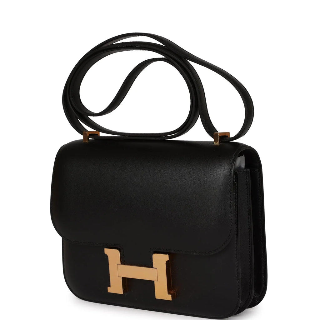 Black Leather Crossbody Bag Gold Hardware k7