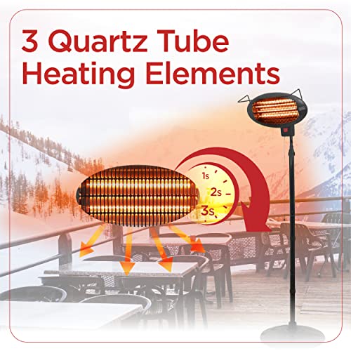 Outdoor Patio Electric Heater with Stand and 3 Heat Settings k7