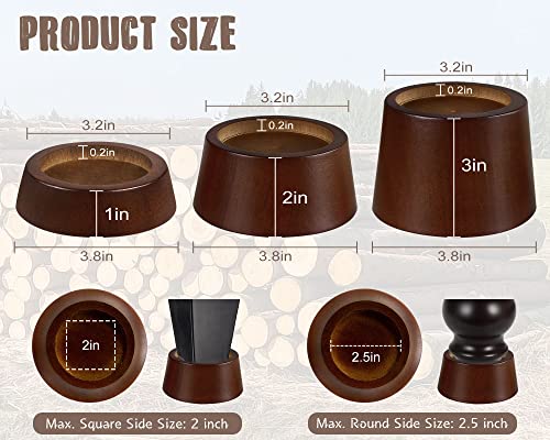 Wooden Furniture Risers Blocks 1 inch Set of 4, Heavy Duty Solid Wood, Non-Slip Pad Y509