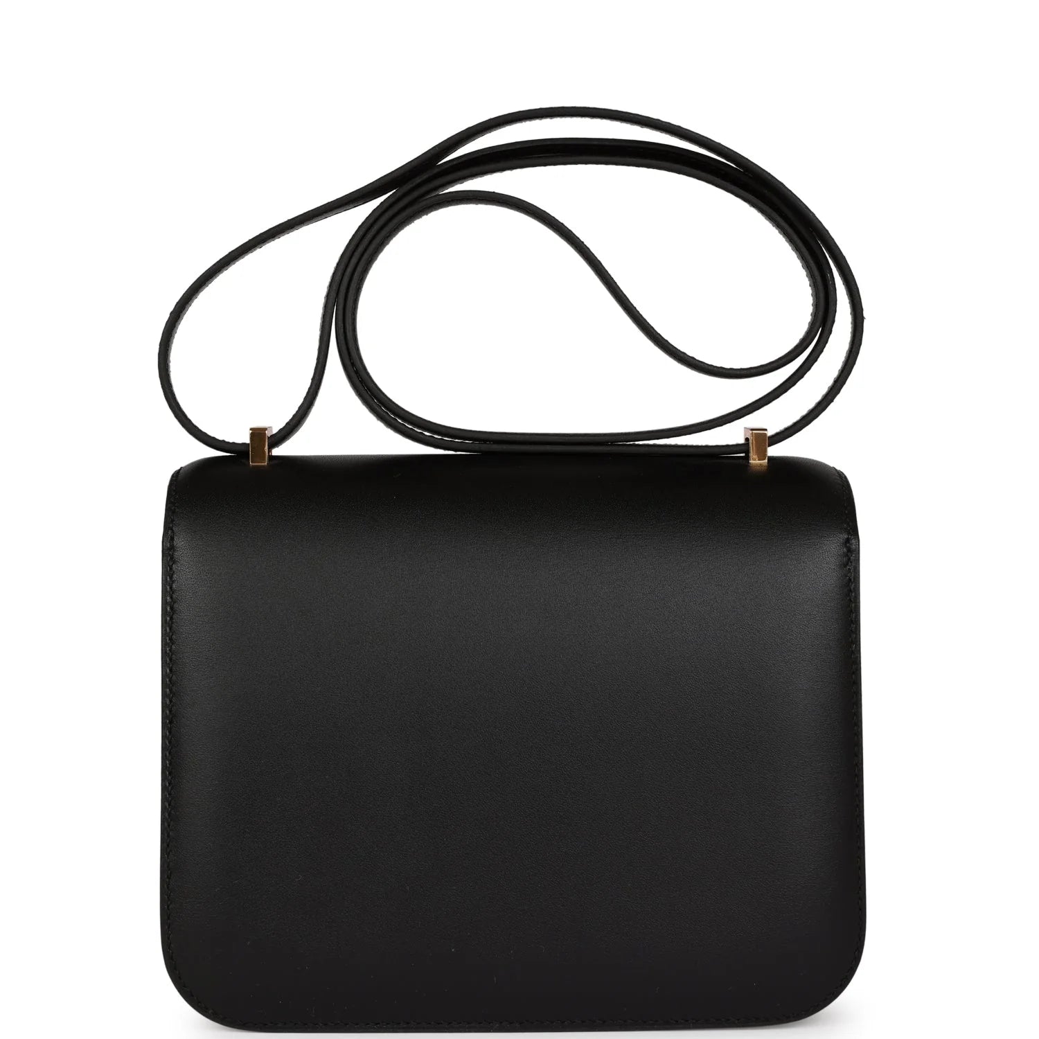 Black Leather Crossbody Bag Gold Hardware k7