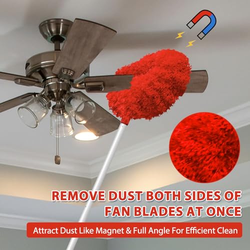 Ceiling Fan Cleaner Duster with Extension Handle, Reusable Microfiber, 13-50 Inch (Orange) Y24797