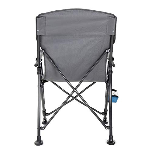 Heavy-Duty Folding Camping Quad Chair with Cup Holder and Carrying Bag Tan Gray k7p