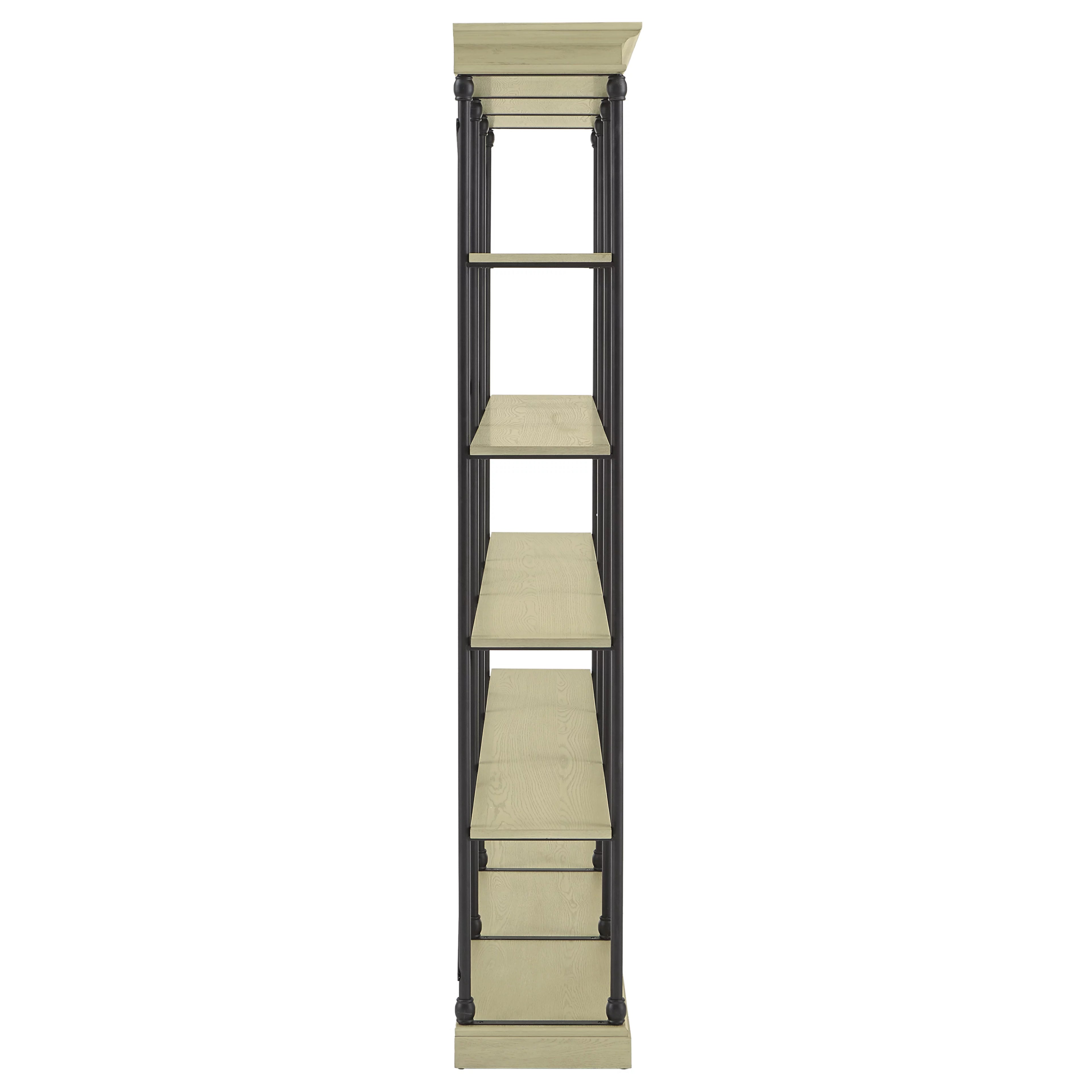 Weston Home Cabana 5 Shelf Triple Bookcase, Ivory/Black C884256