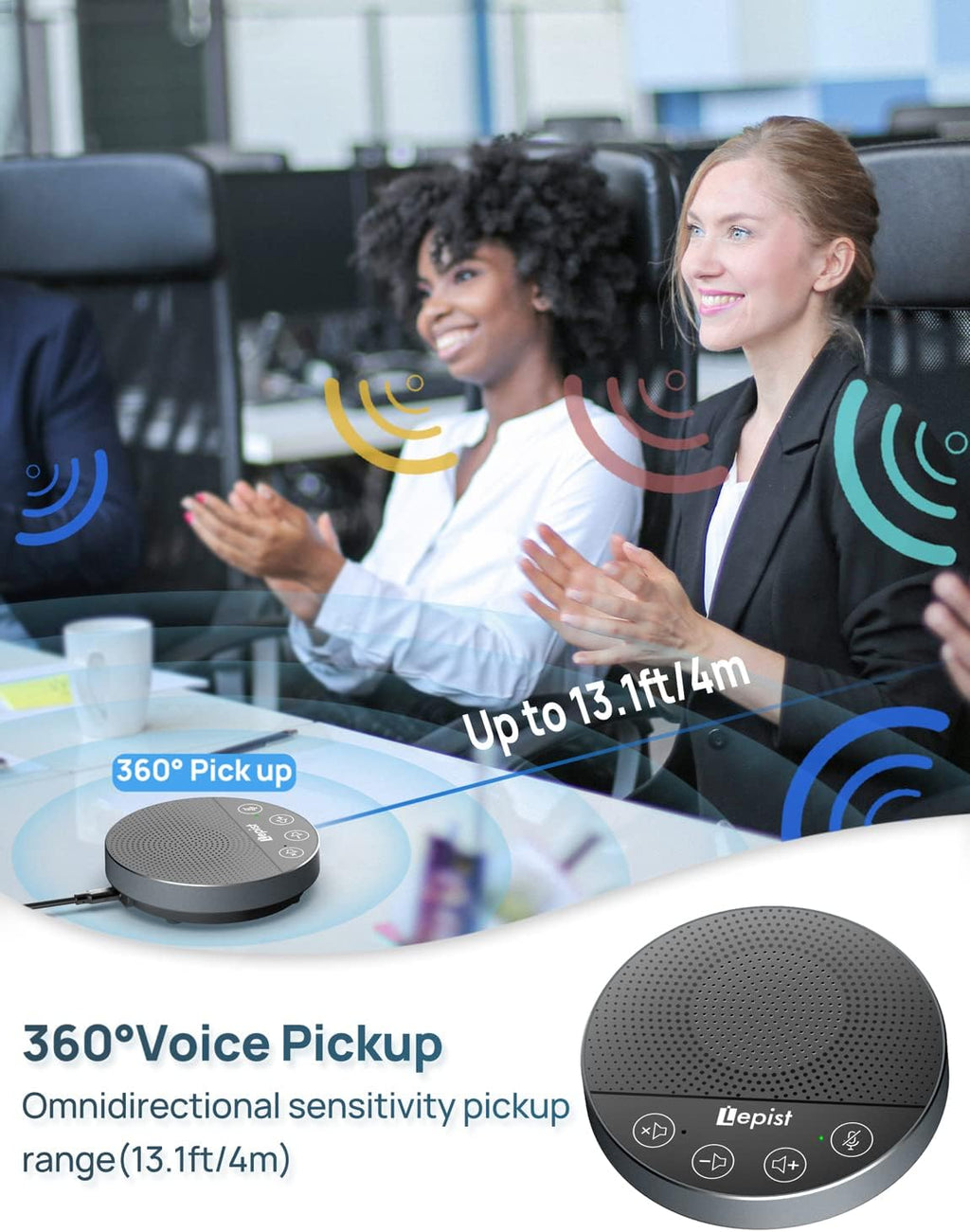 USB Speakerphone with Microphone for Conference Calls, 360 Voice Pickup, Plug and Play k7