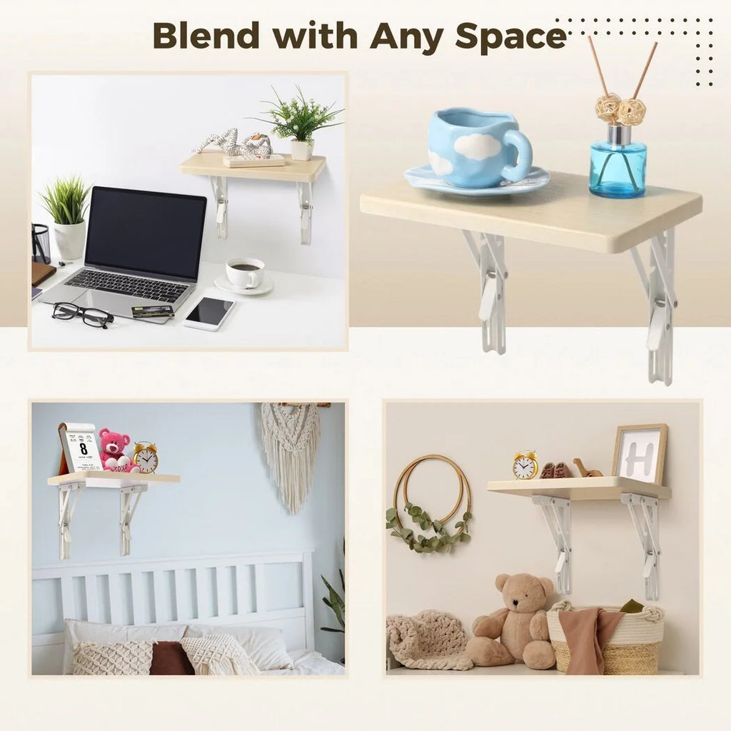 Heavy Duty Folding Shelf with Bracket, Wall Mounted Wooden Table I835336
