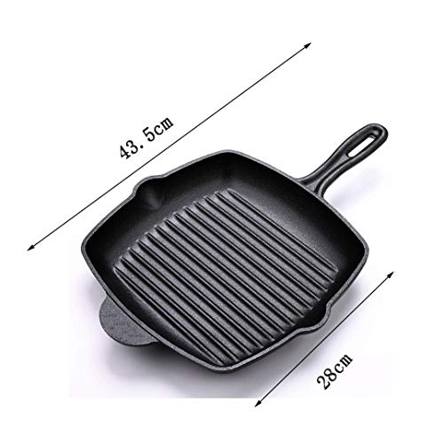 10.5 Inch Square Cast Iron Grill Pan, Pre-seasoned Skillet with Helper Handle B718121