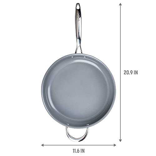 Goodful Ceramic Nonstick Deep Saute Pan with Lid, 4-Quart, Green Y886412