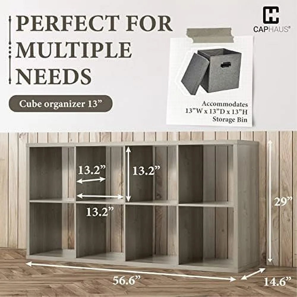 HOOMHIBIU 13-Inch 8-Cube Organizer Bookcase White D919