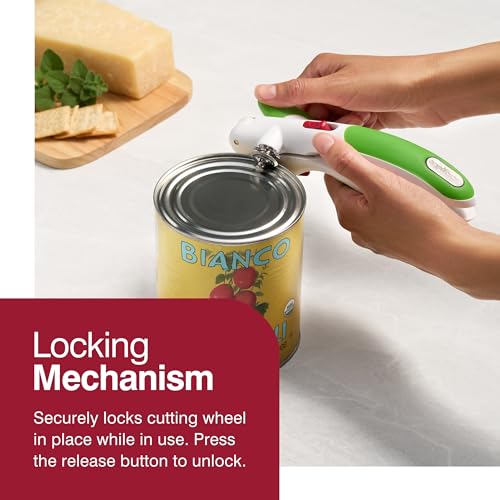 Zyliss Lock N' Lift Manual Can Opener with Lid Lifter Magnet, Red L7017