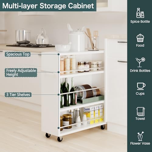 4-Tier Slim Rolling Storage Cart for Kitchen Laundry Bathroom L968