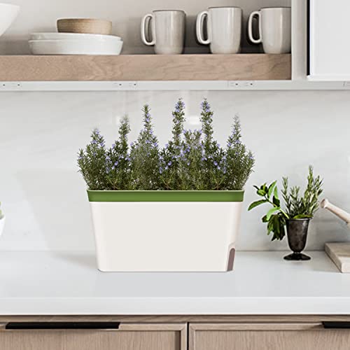 Self Watering Planter Pots Window Box for Indoor Plants Green 7k