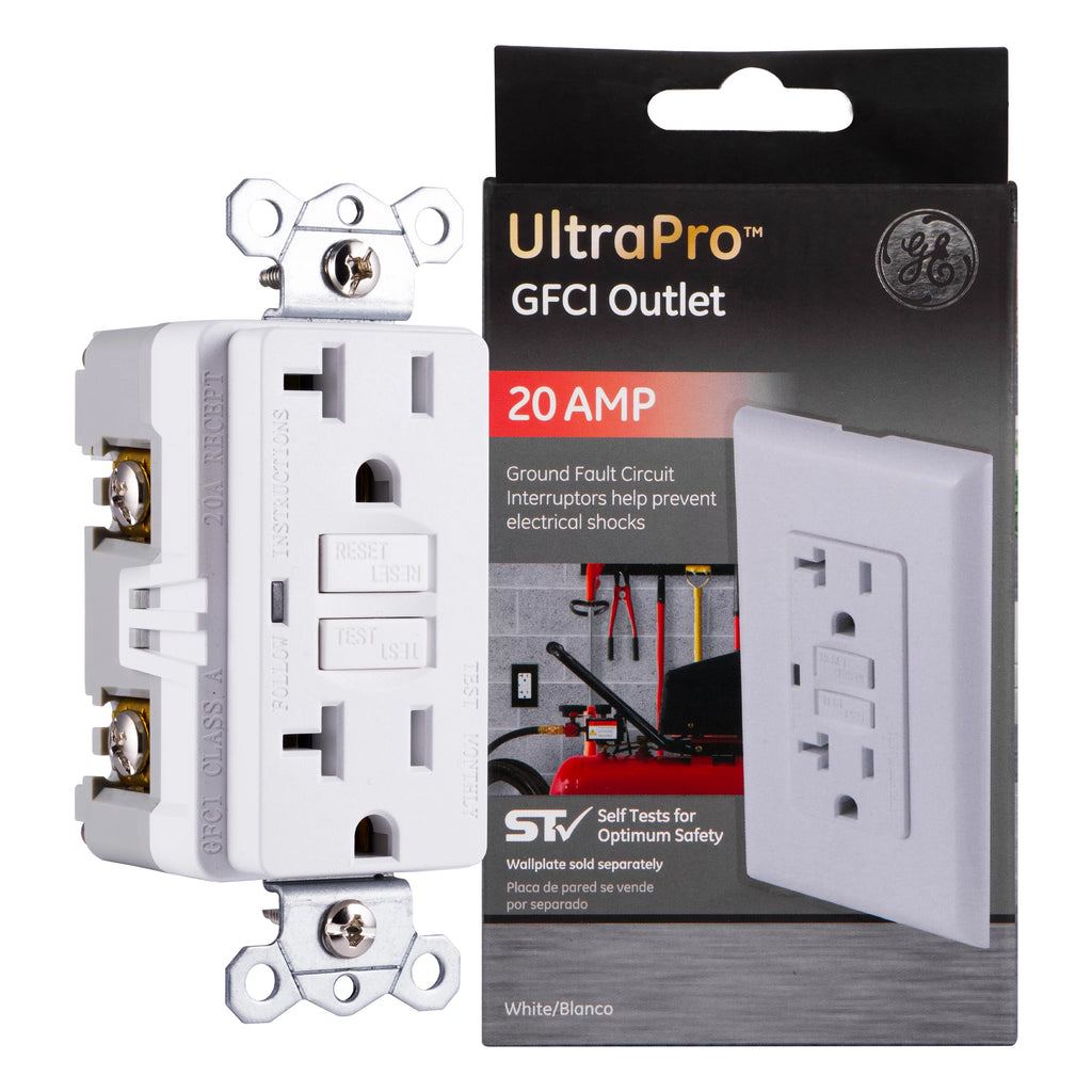 GE UltraPro 20A GFCI Outlet, White P3416