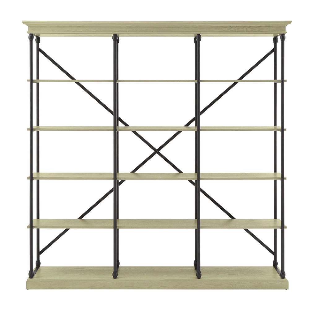 Weston Home Cabana 5 Shelf Triple Bookcase, Ivory/Black C884256