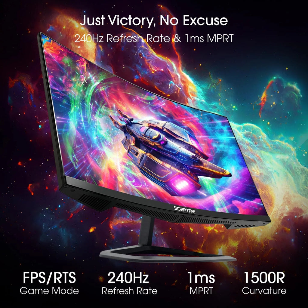 Curved 24.5-inch Gaming Monitor 240Hz 1080p 1ms DisplayPort HDMI Built-in Speakers k7