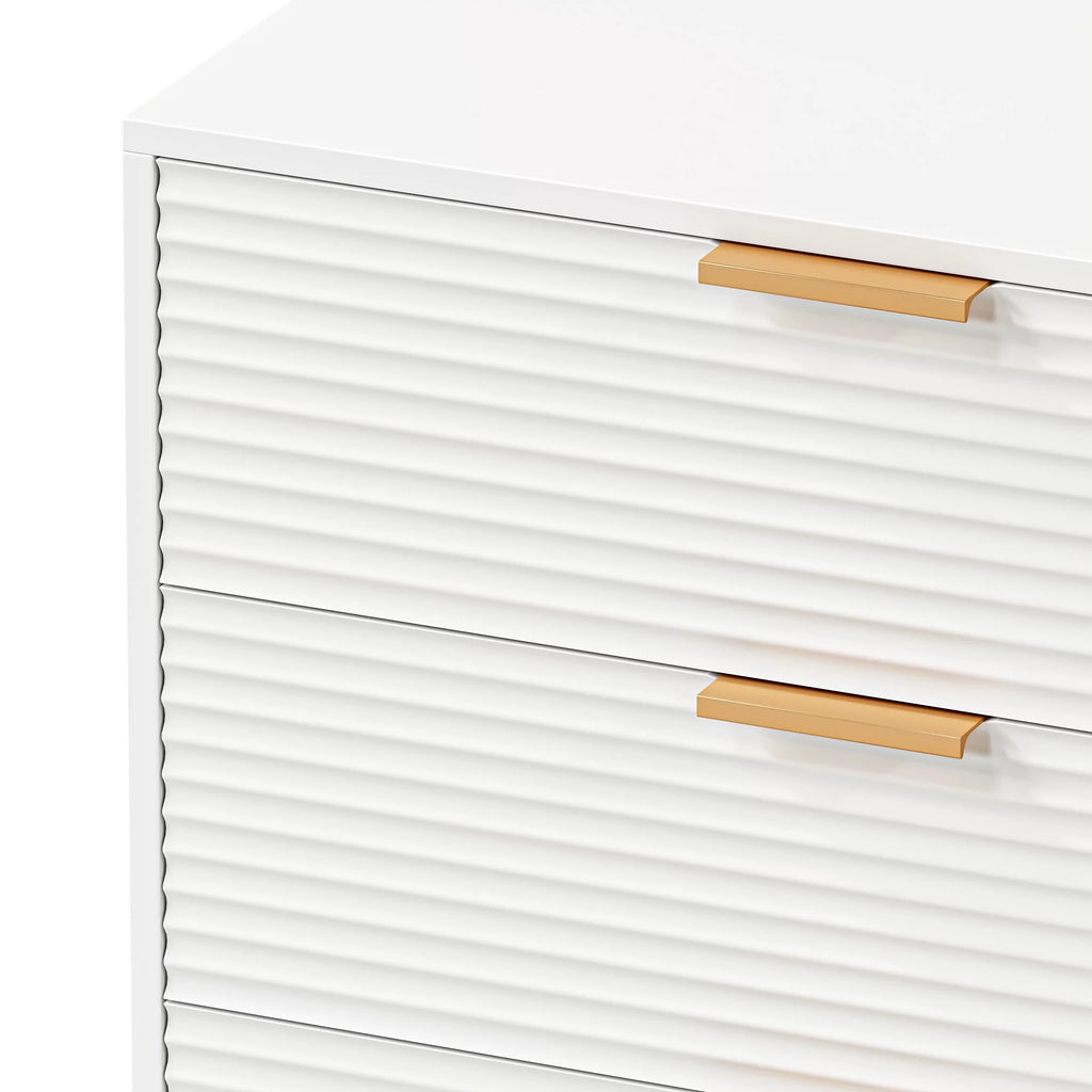 Homfa 6 Drawer Dresser for Bedroom, Creamy Wave Panel Wood Storage Cabinet C269
