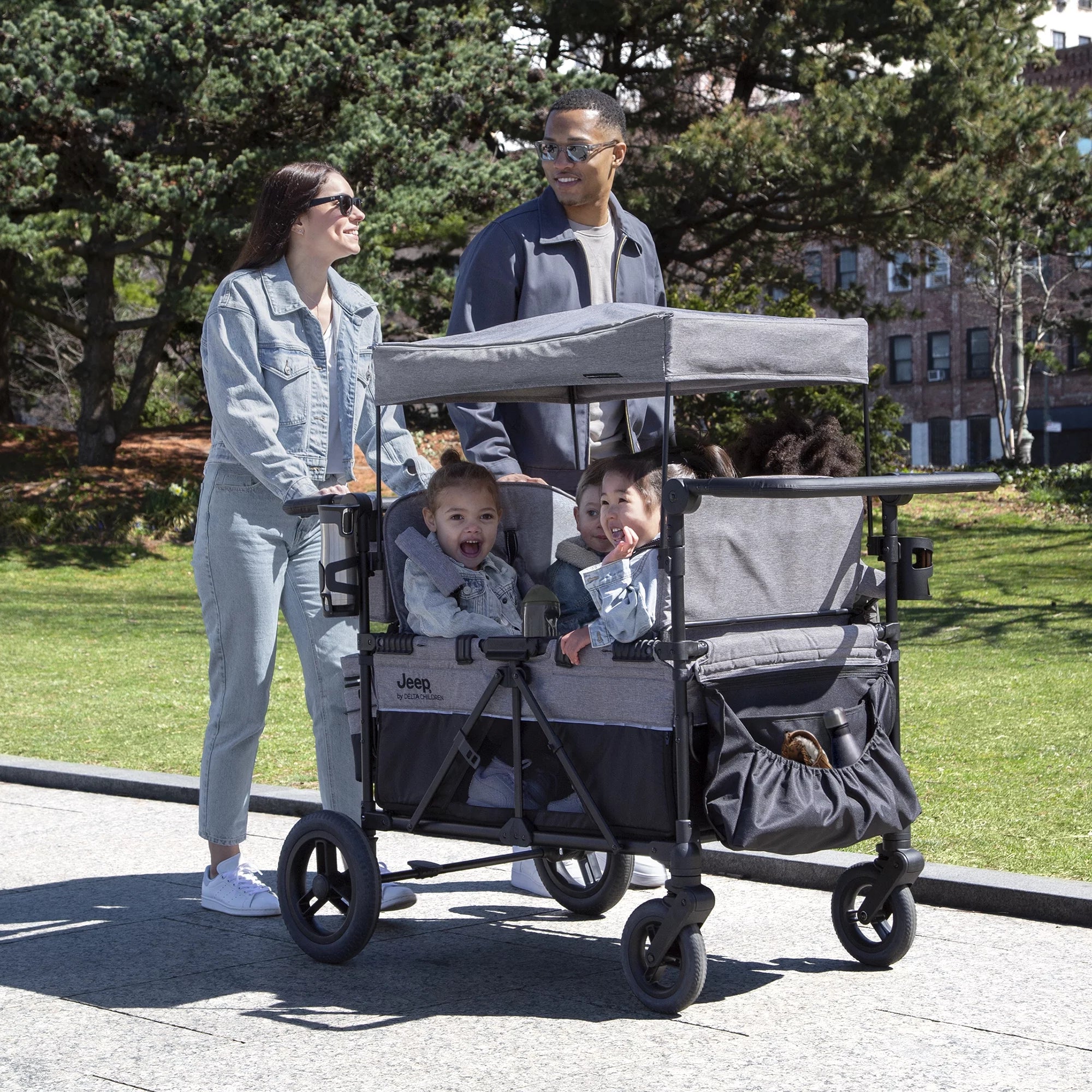 Jeep Wrangler Deluxe 4 Seater Stroller Wagon Grey a7