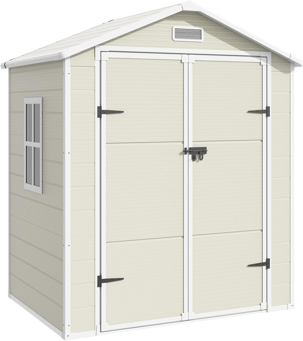 Outdoor Resin Storage Shed with Lockable Door 6x4.5 FT k7