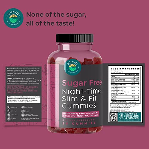 Sugar-Free Night-Time Slimming Gummies Keto Hunger Suppressant Melatonin 90 Count q7