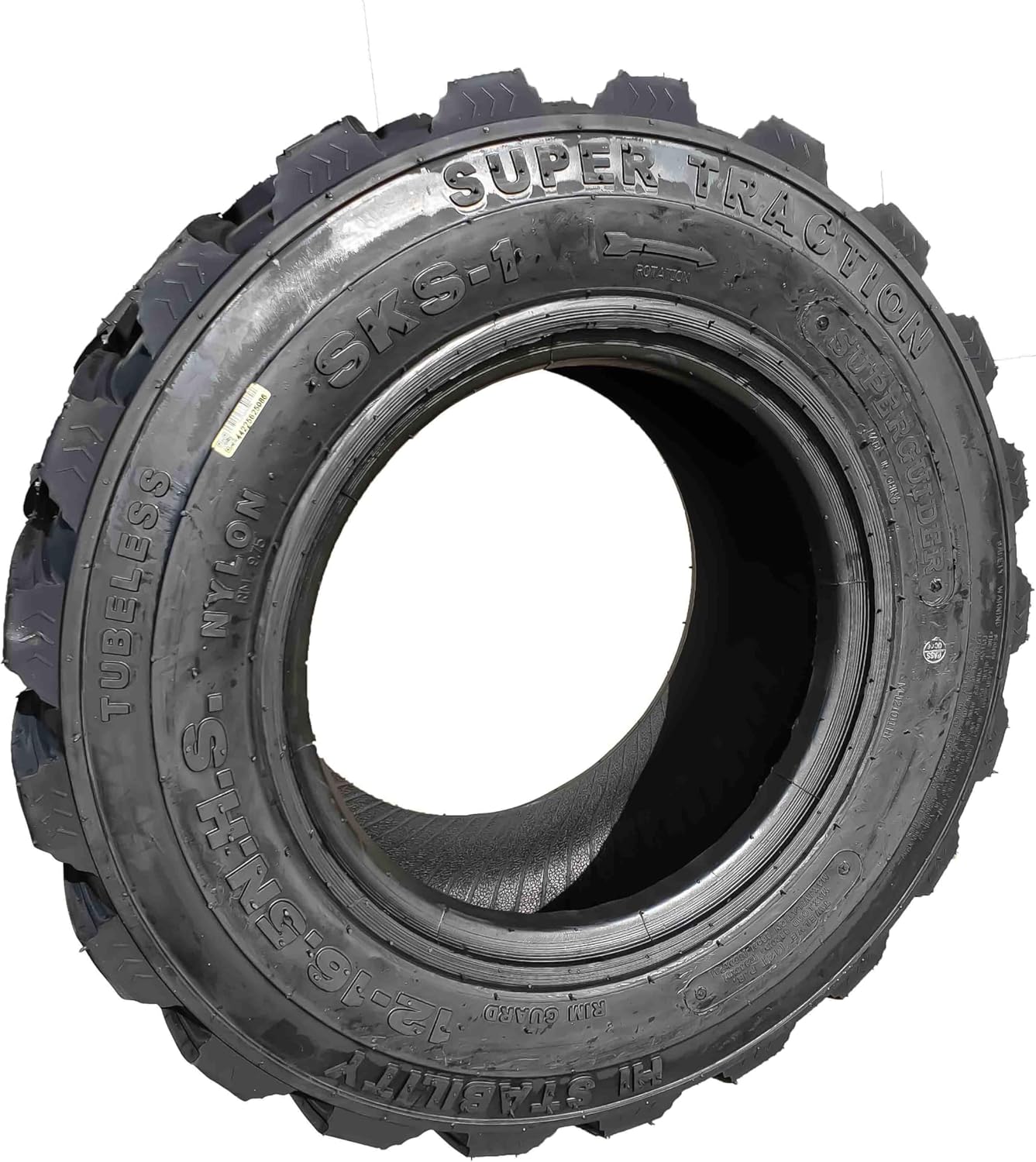 Heavy Duty 12-16.5 12 Ply Skid Steer Tire with Rim Guard Y9649