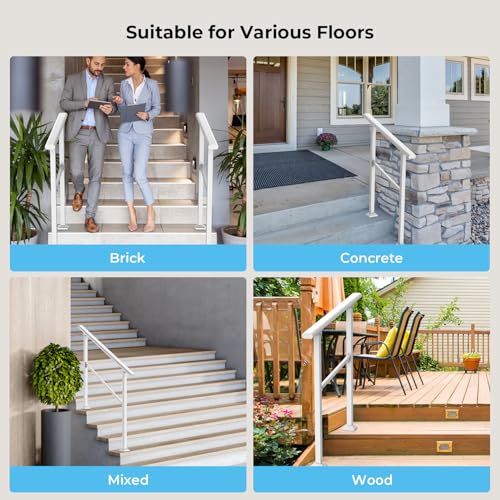 Outdoor Step Handrail Heavy Duty Metal Black Iron1a