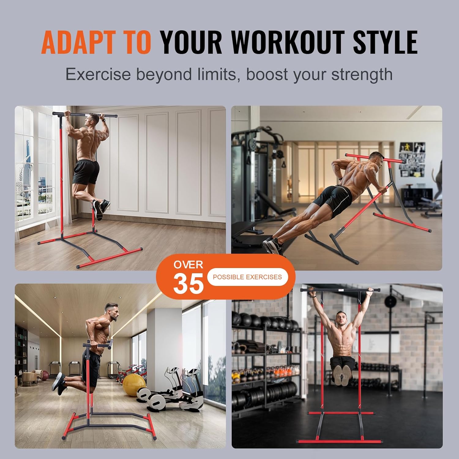 Power Tower Dip Station Adjustable Pull Up Bar Home Gym Equipment K7m