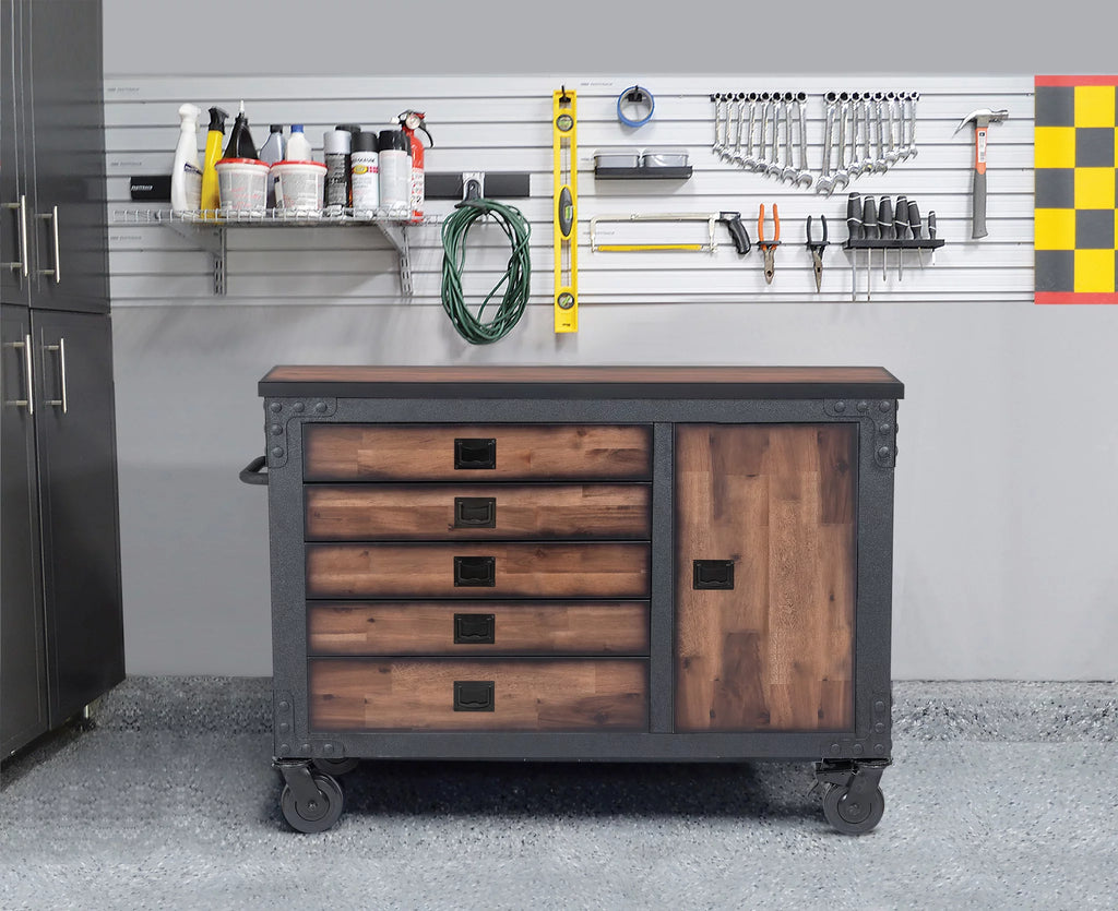 DuraMax 48 in. 5-Drawer Rolling Tool Chest with Wood Top C628334