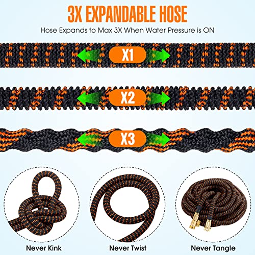 Expandable Garden Hose 50ft with Spray Nozzle Brass Connectors k7