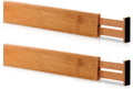 Adjustable Bamboo Drawer Divider Organizers - Fits Large Drawers Sized 17.5" Upto 22"- Expandable Kitchen Drawer Organizer Separators for Utensils, Dresser, Clothes, Bedroom, Bathroom 2-Pack, Natural