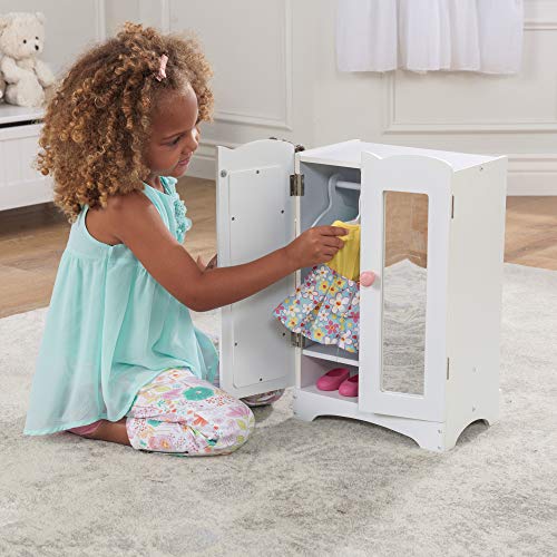 KidKraft Wooden Lil' Doll Armoire with 6 Hangers for 18-Inch Dolls, White B4969