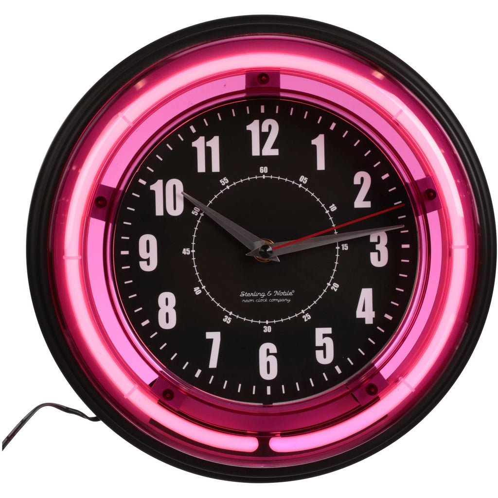 Sterling & Noble Indoor 11" Pink Arabic Neon Wall Clock