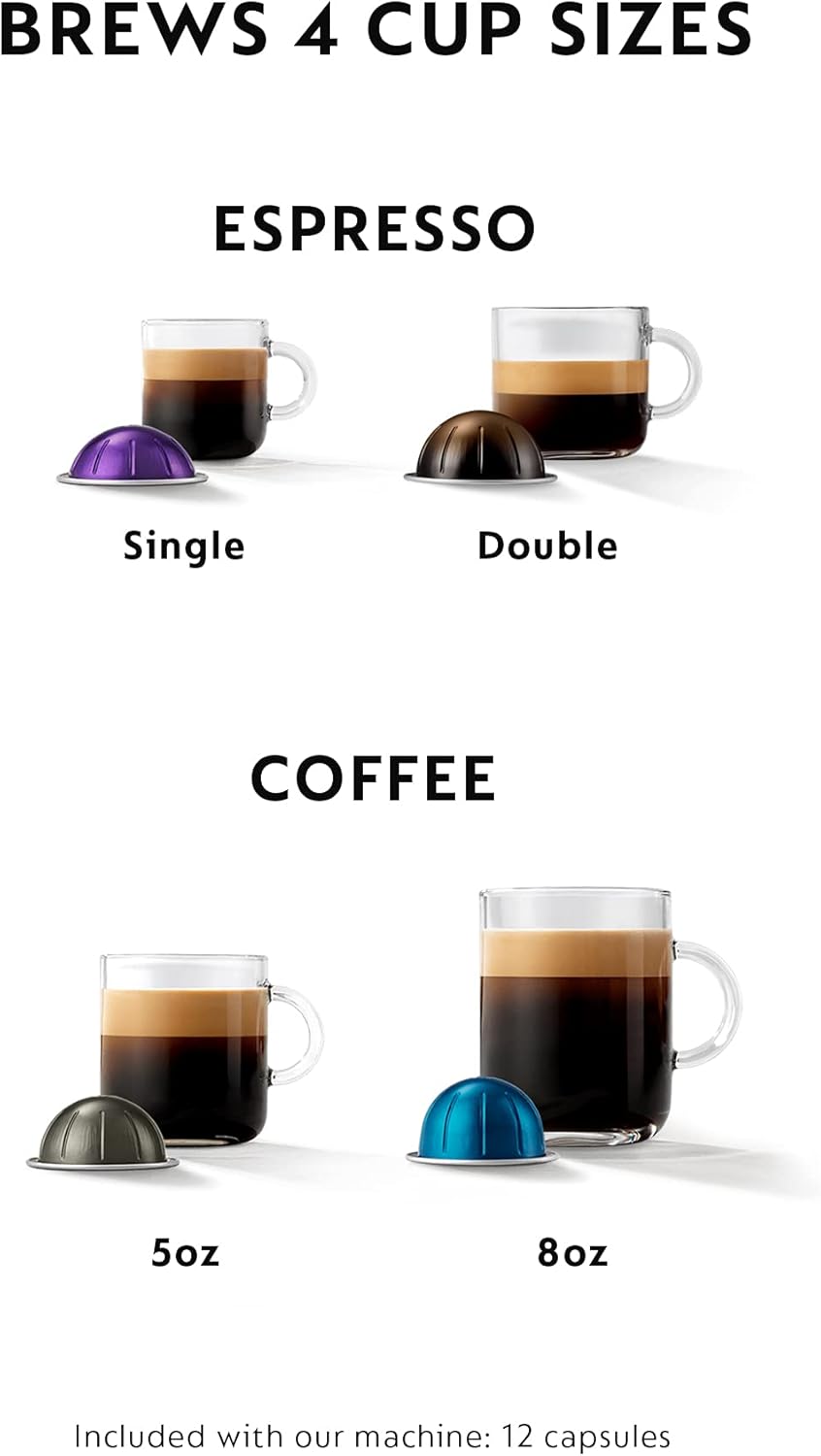 Nespresso Vertuo Next Coffee and Espresso Machine by De'Longhi with Milk Frother, Matte Black Rose Gold M3570