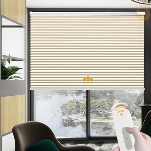 Motorized Cellular Shades Cordless Blackout with Remote, Grey R743