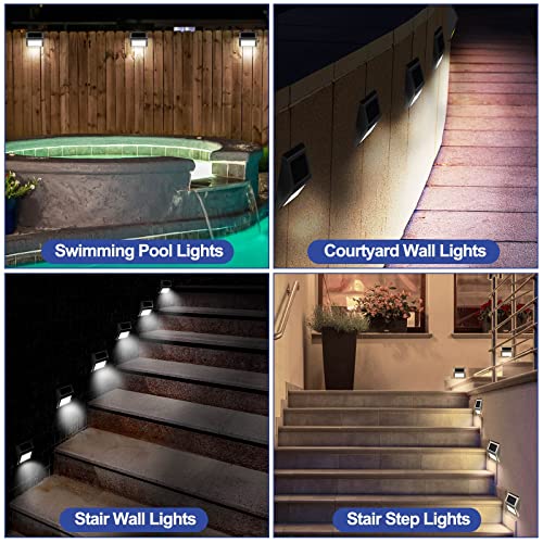 Solar Step Lights Outdoor Fence Deck Waterproof Stair Lights for Garden Yard Patio Pathway Cool White k7m