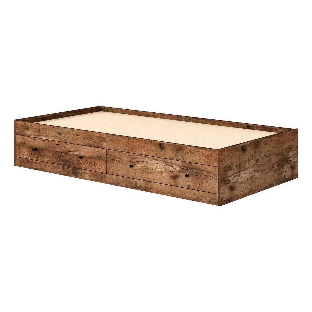 Pemberly Row Engineered Wood Mates Bed in Vintage Oak Finish