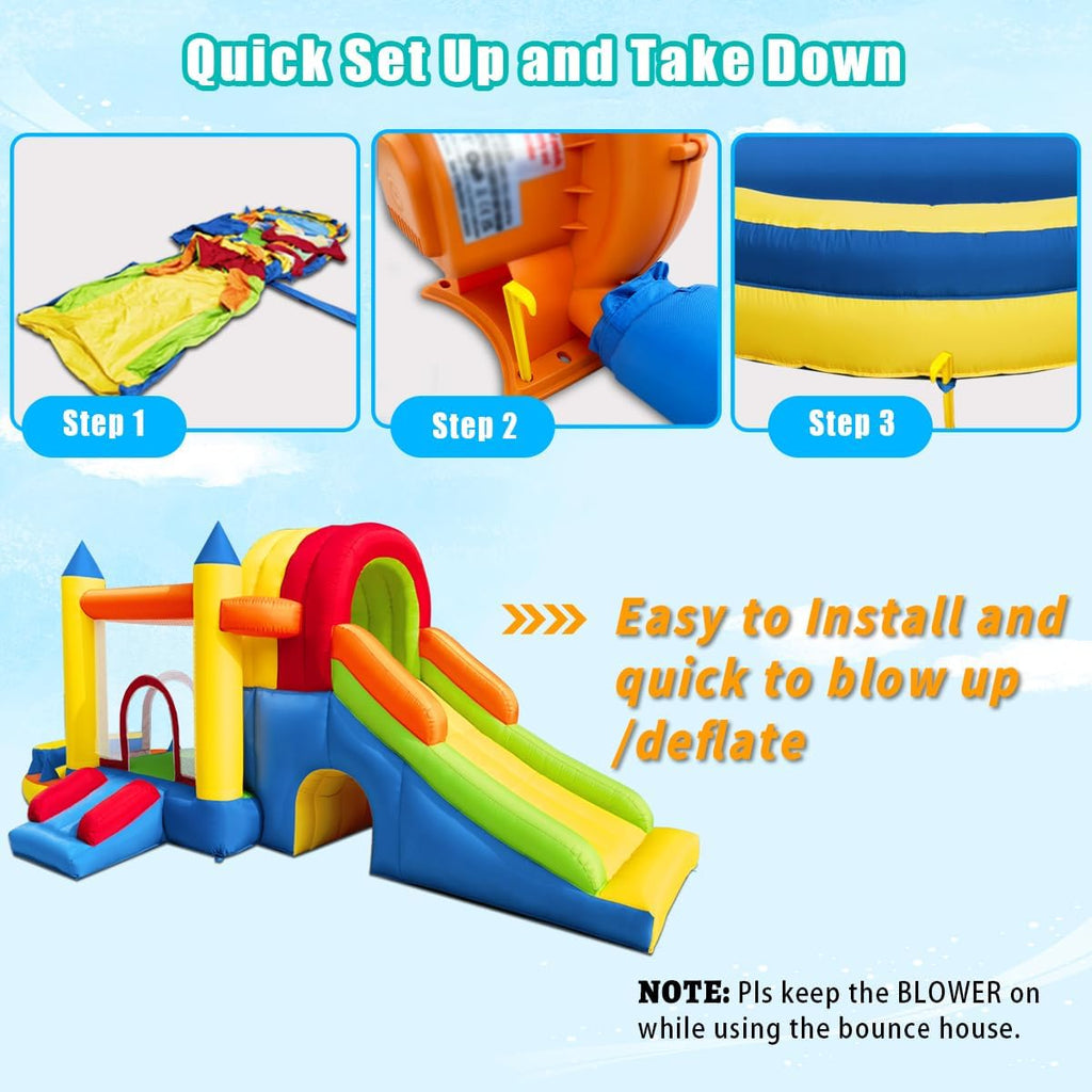 Inflatable Bounce House with Two Slides for Kids B71005
