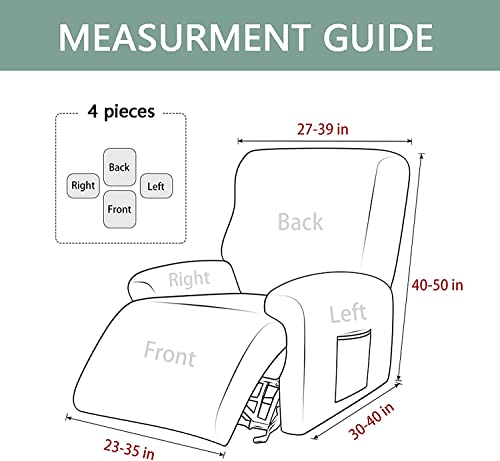 Recliner Chair Slipcover 4-Piece Stretch Soft with Side Pocket I990515