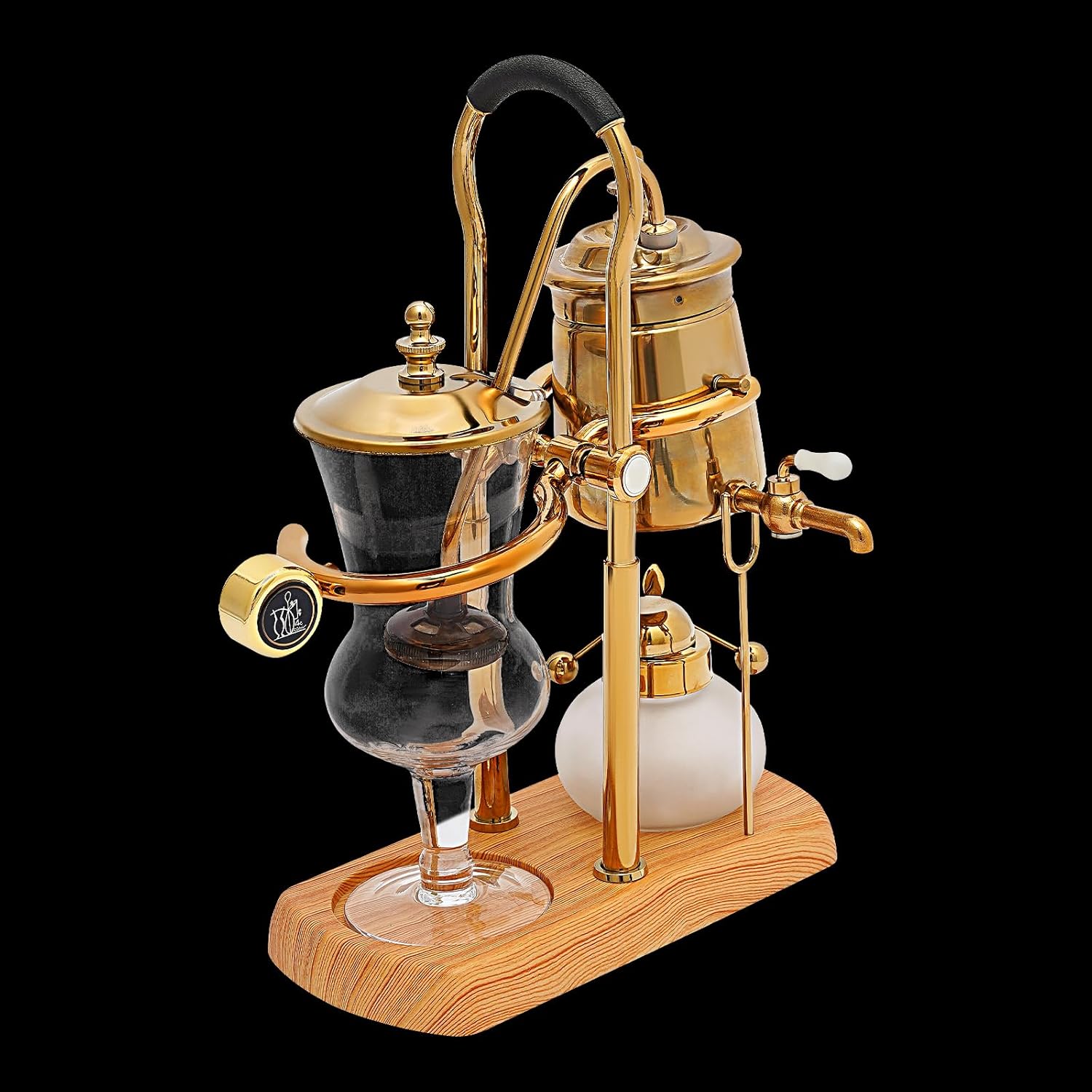 Belgian Siphon Coffee Maker, Vintage Gold Vacuum Brewer N785949