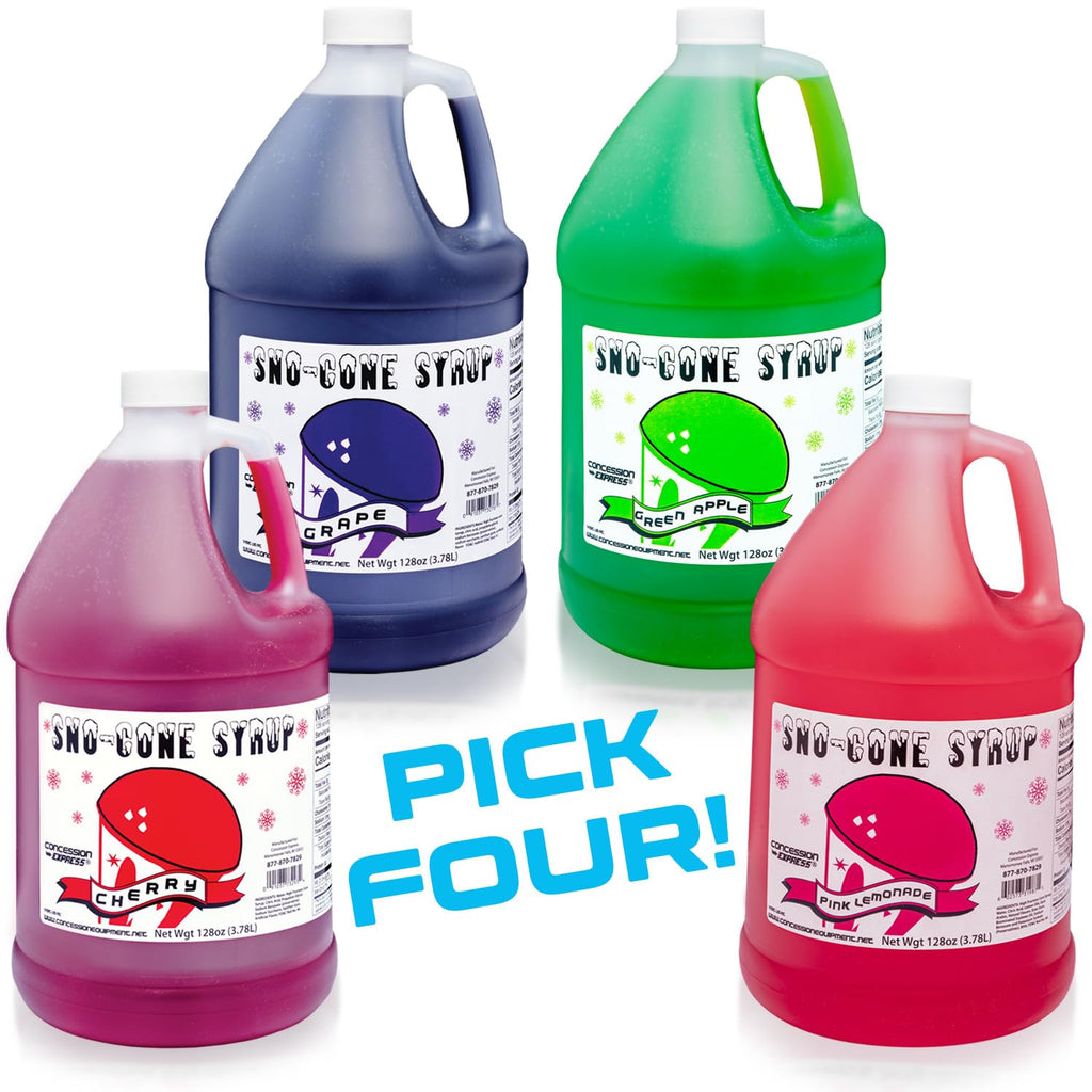 Sno-Cone Syrup 4/128oz Gallons Choose Your Own Flavors F39928