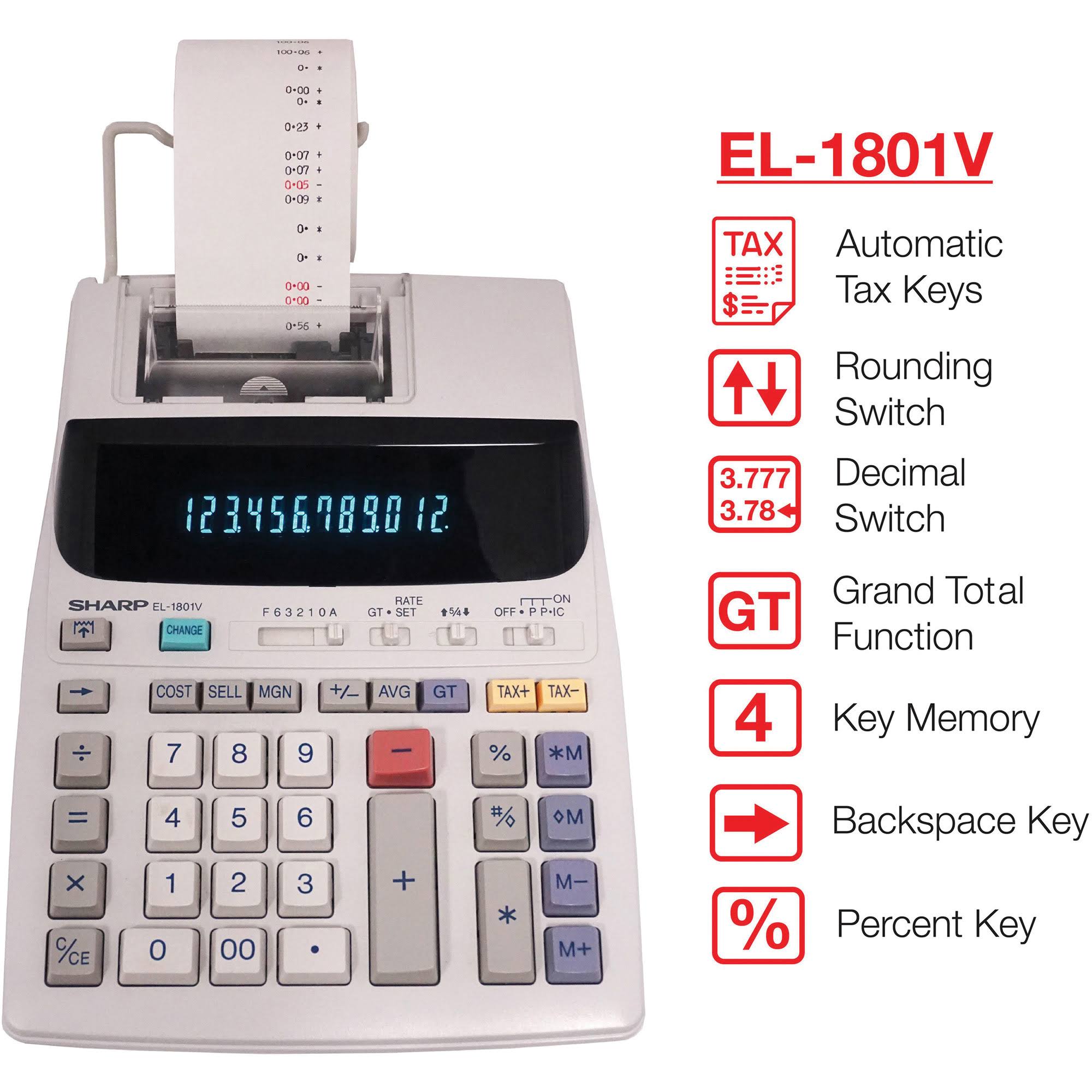 Sharp 12 Digit Printing Calculator k7m