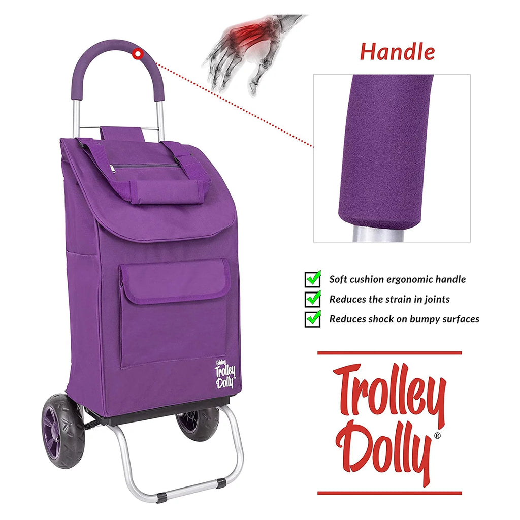 dbest products Trolley Dolly Foldable Shopping Cart, Purple Q270231