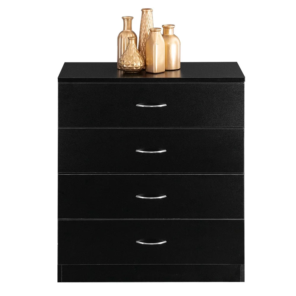 MDF Wood 4-Drawer Dresser Black V749