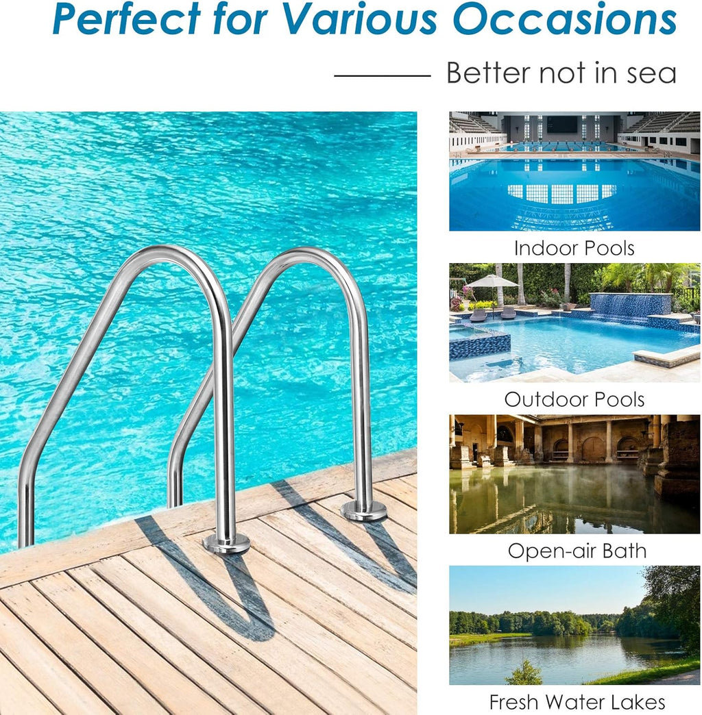 Swimming Pool Ladder 2-Step Non-Slip Stainless Steel a7
