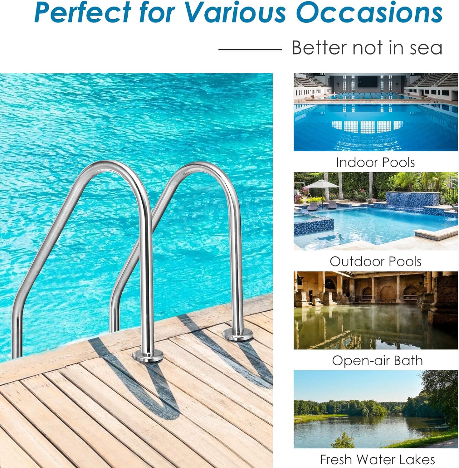 Swimming Pool Ladder 2-Step Non-Slip Stainless Steel a7