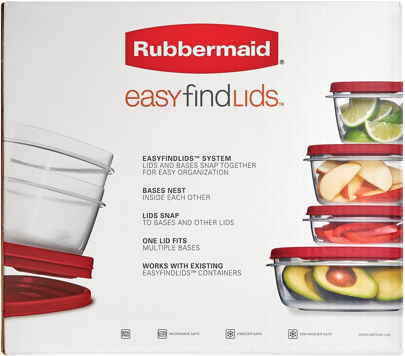 Rubbermaid Easy Find Lids Food Storage Containers, Racer Red, 50 Piece Set M10654