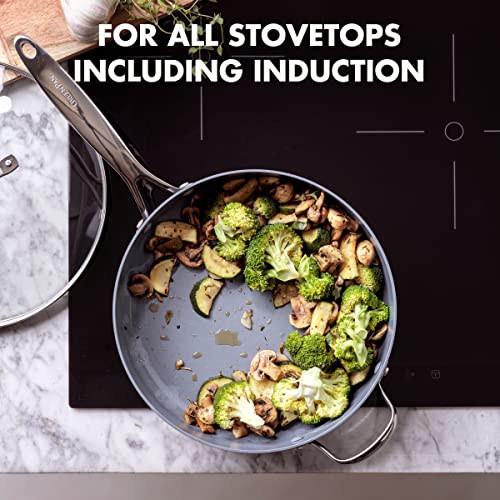 GreenPan Valencia Pro 5QT Stainless Steel Saute Pan with Lid, Ceramic Nonstick W518