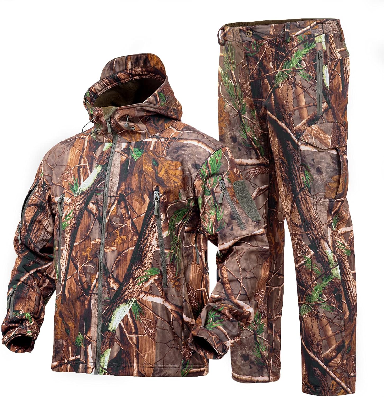 Camouflage Hunting Hoodie Jacket and Pants Windproof Suit k7q