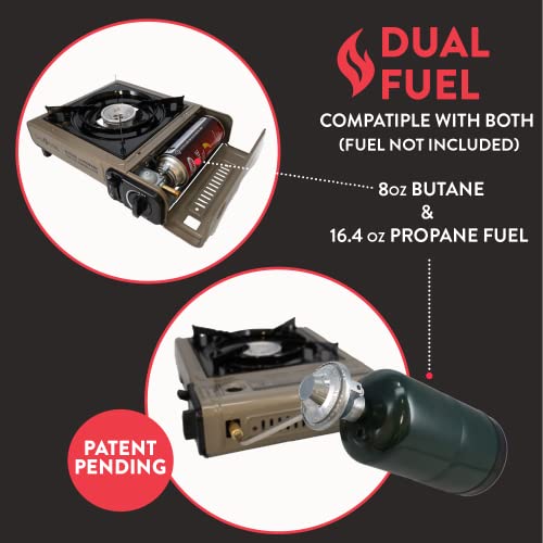 Propane or Butane Dual Fuel Portable Camping Stove with Carrying Case k7m