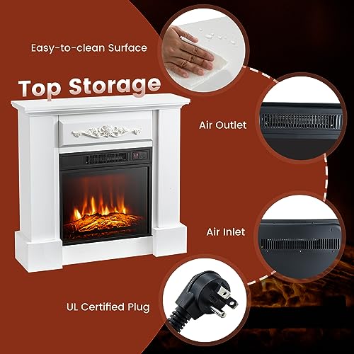 SAFSTAR 32 Inch Electric Fireplace with Mantel, Remote Control, Brown U550