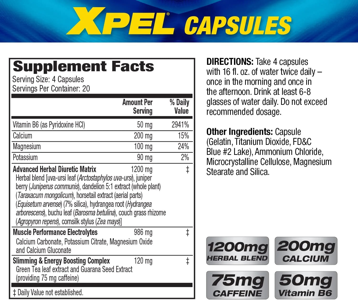 MHP Xpel Maximum Strength Diuretic Water Pills, 80 Capsules O59367