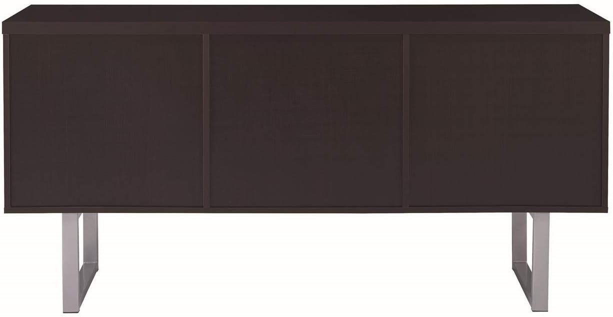 Cappuccino Credenza with Metal Sled Legs, 60 x 16 x 30 in a7